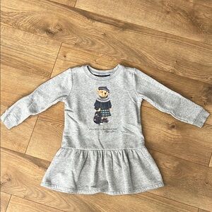 Polo Ralph Lauren Gray Long-Sleeve Dress with Bear Graphic